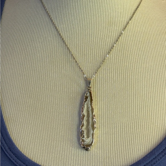 Jewelry - Silver Geode Pendant Necklace, Silver-tone chain